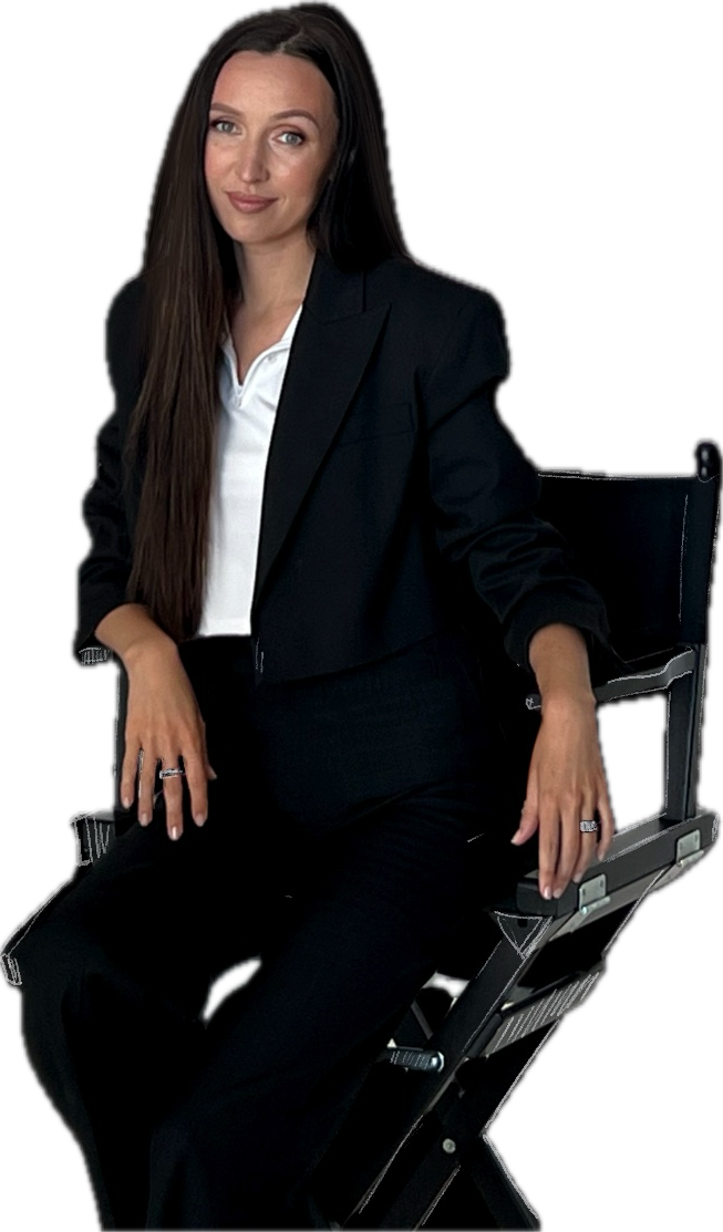 Professional woman in director's chair
